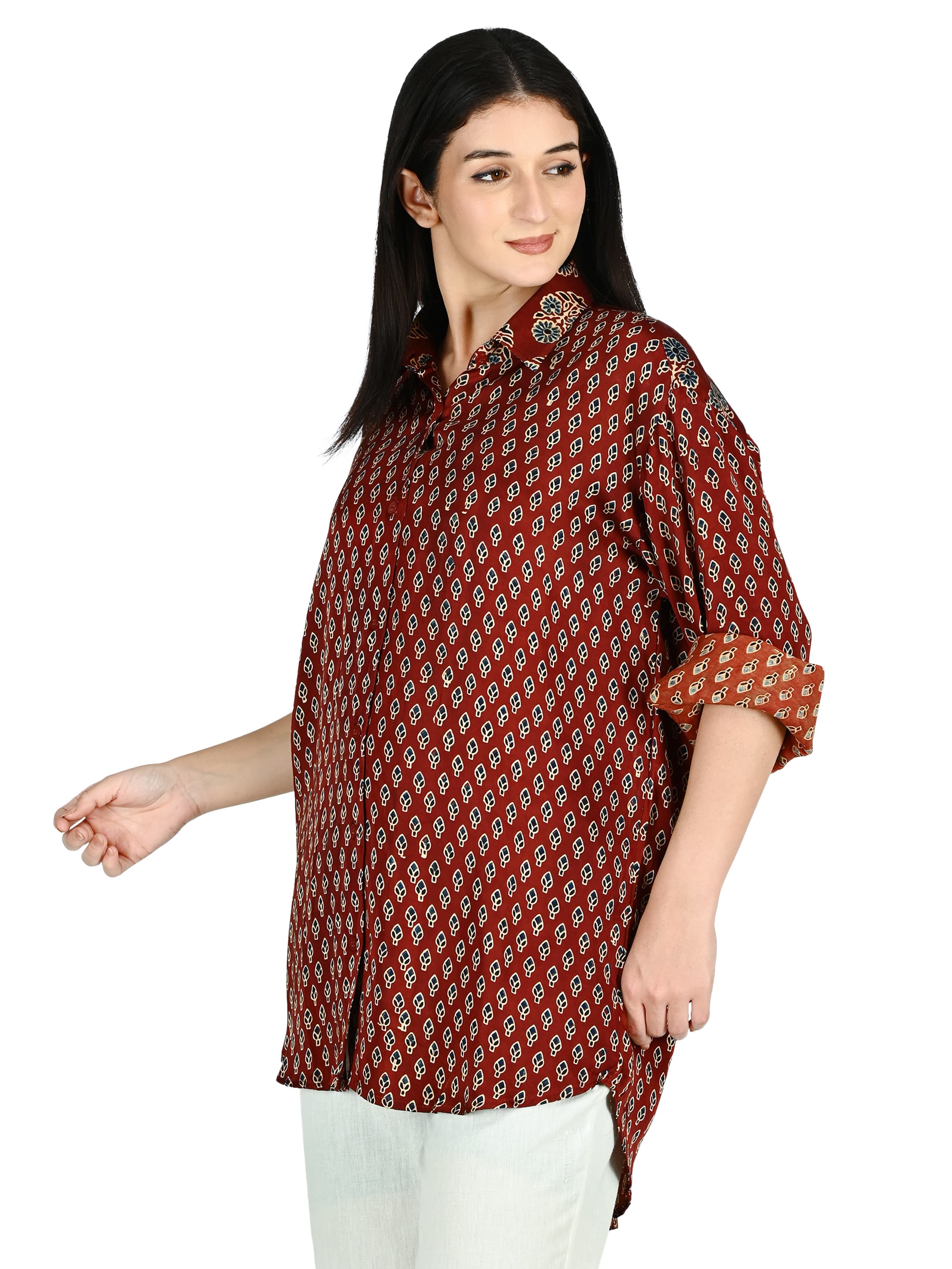 Red Ajrakh Diamond Tunic 2
