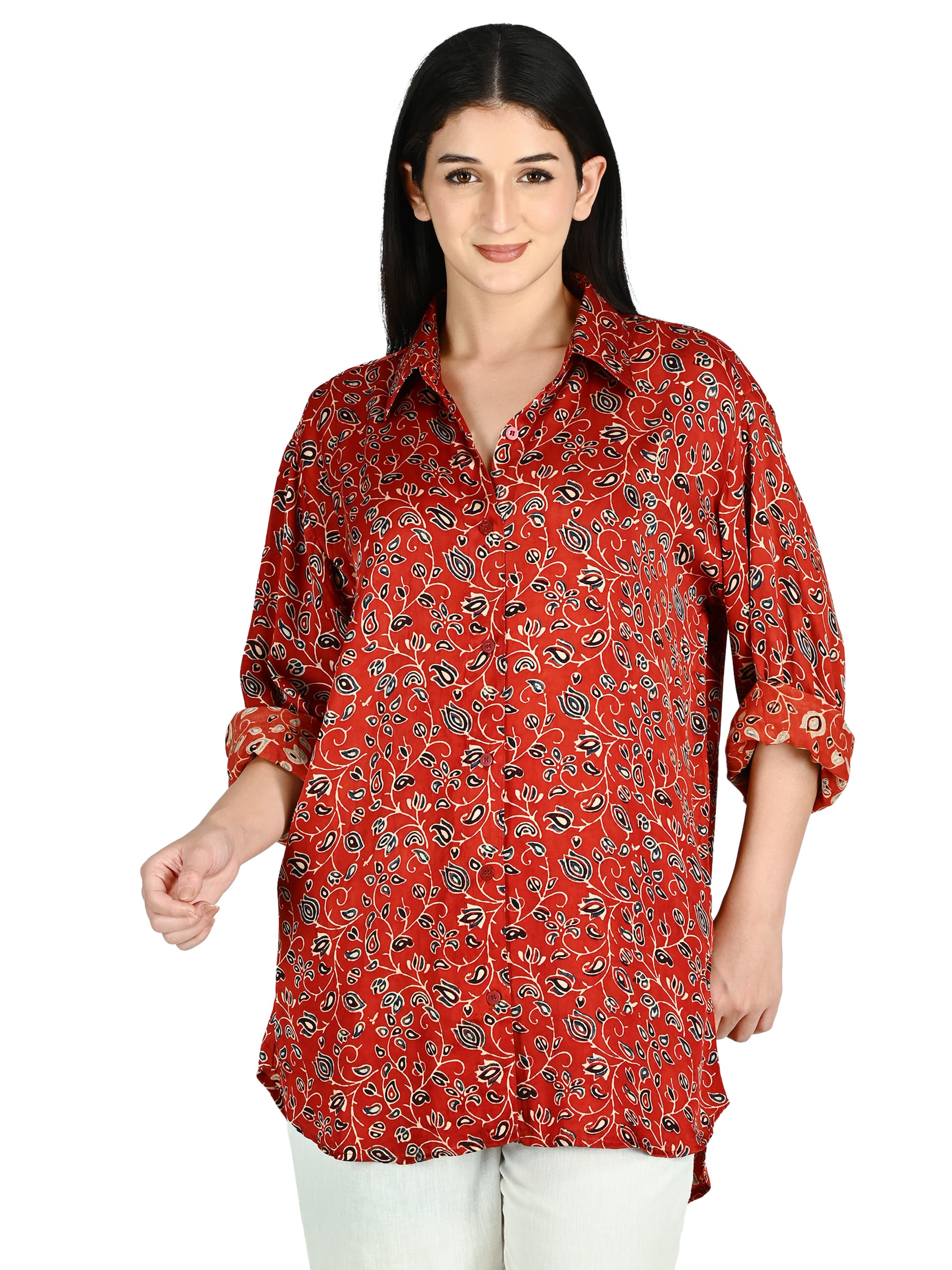 Red Kalamkari Shirt Tunic