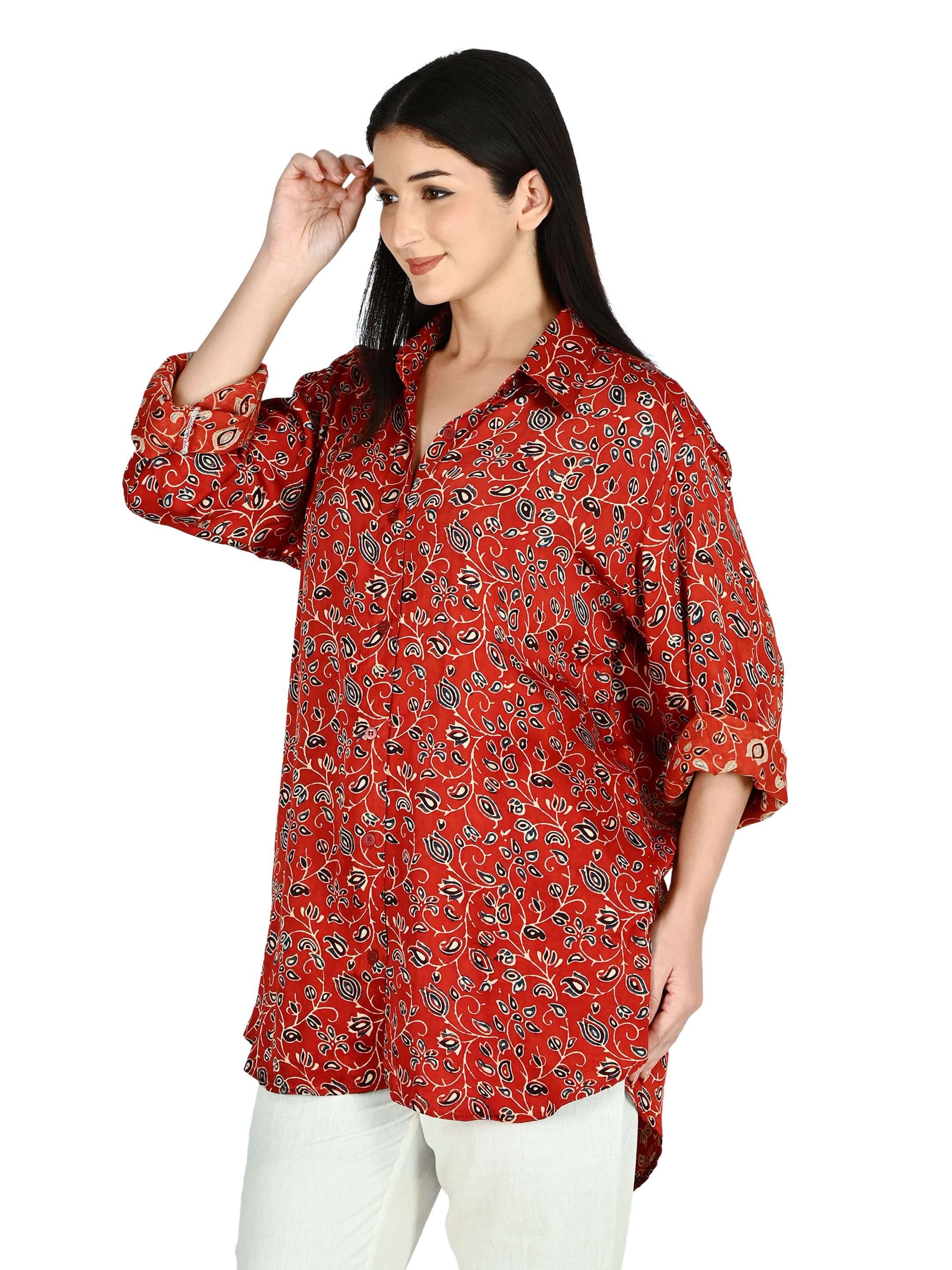 Red Kalamkari Shirt Tunic 2