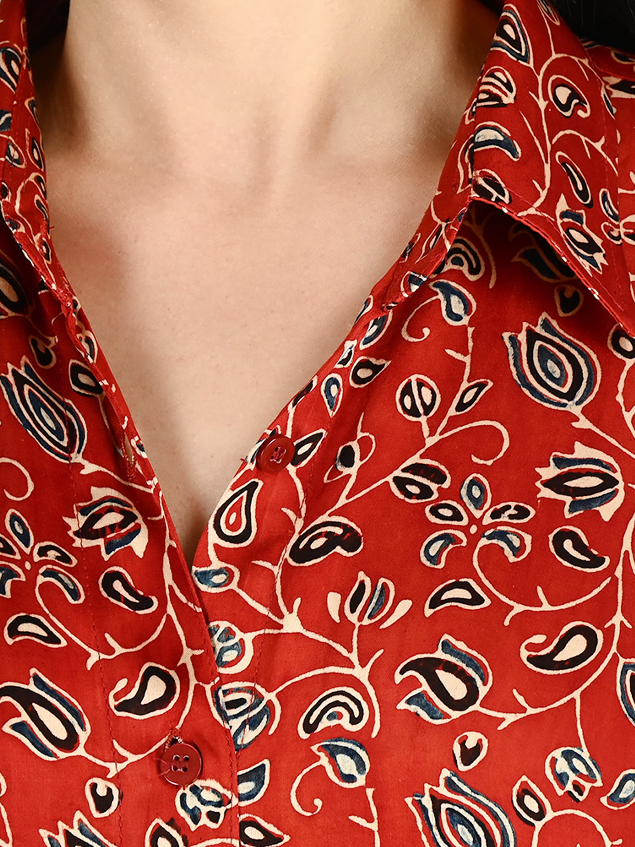 Red Kalamkari Shirt Tunic 4