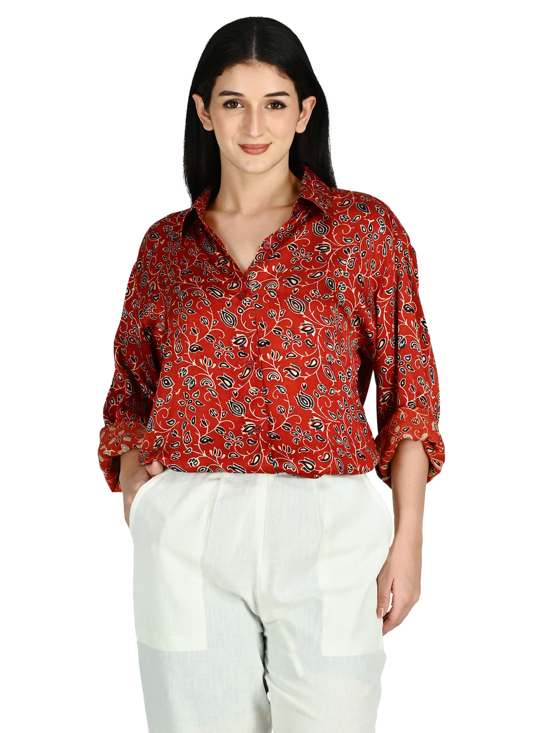 Red Kalamkari Shirt Tunic 5