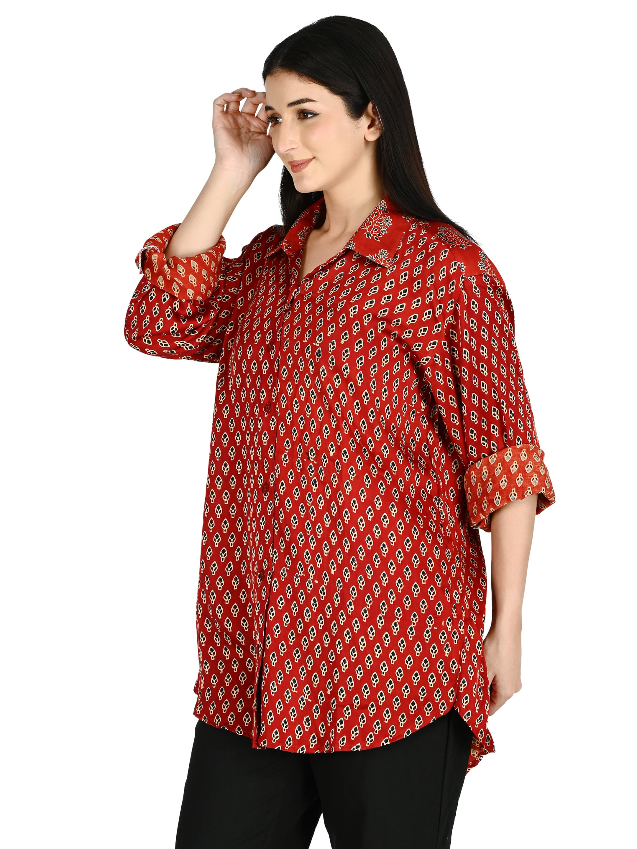 Rust Ajrakh Buti Tunic