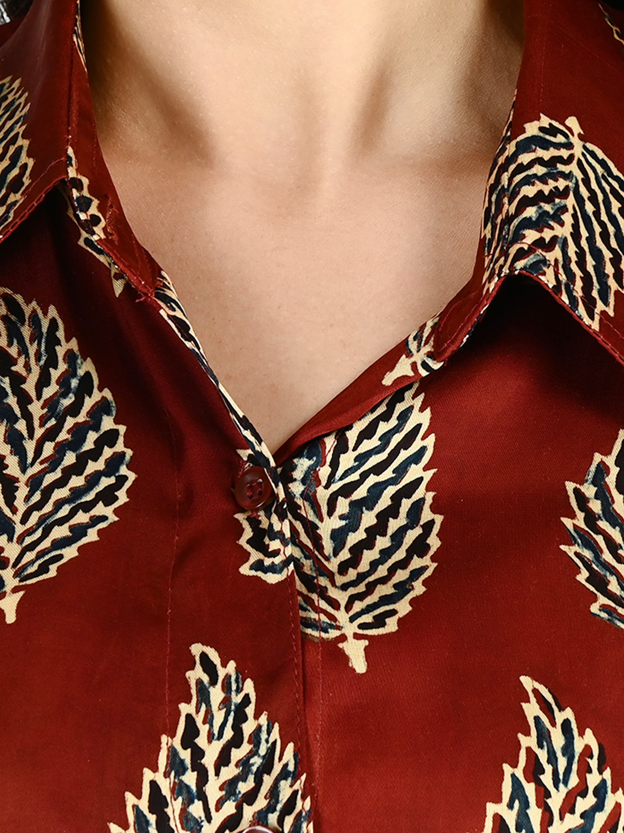 Rust Leaf Print Shirt Tunic 4