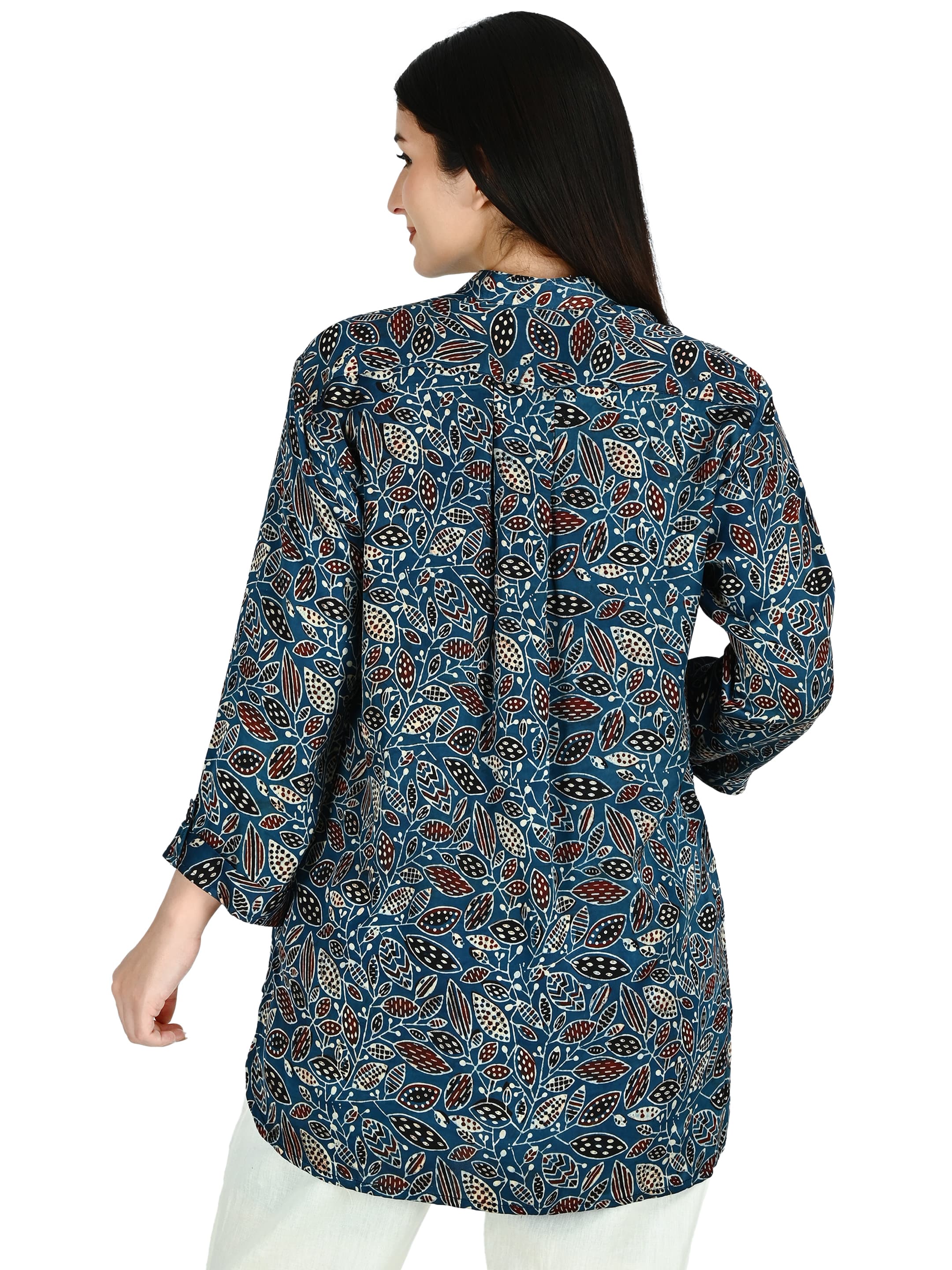 Teal Ajrakh Mandarin Tunic 3