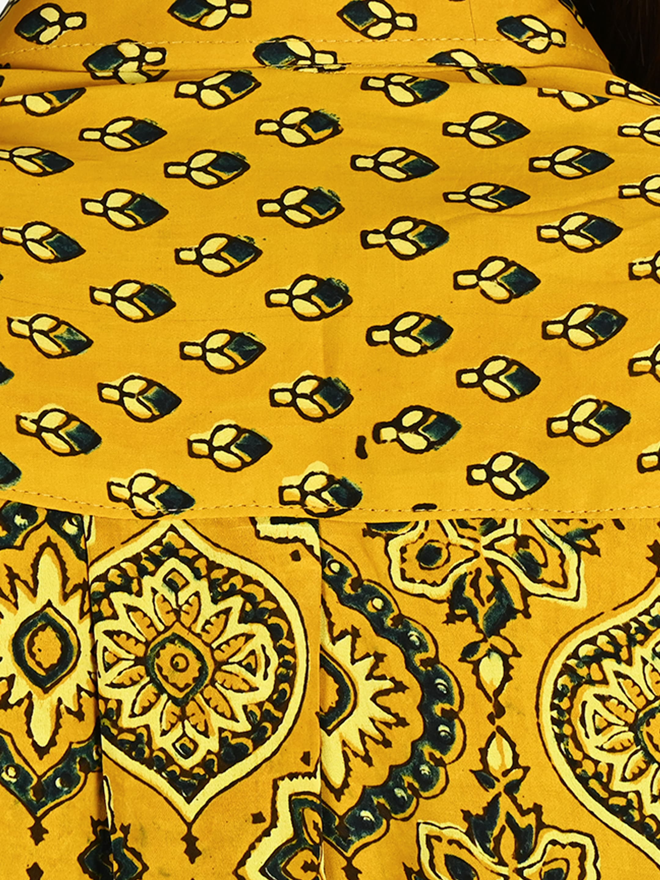 Mustard Ajrakh Ogee Shirt Tunic 4