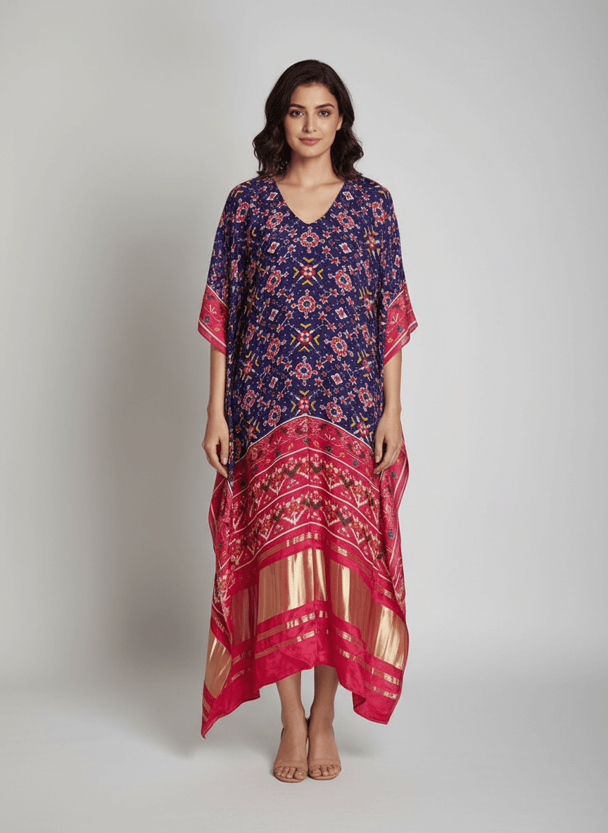 Patola Silk Kaftan with Tassels
