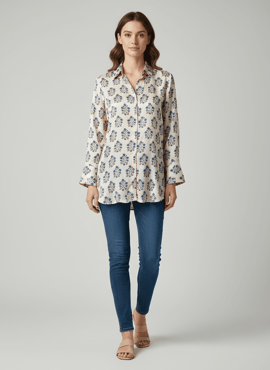 Modal Silk HandBlock Ajrak shirt