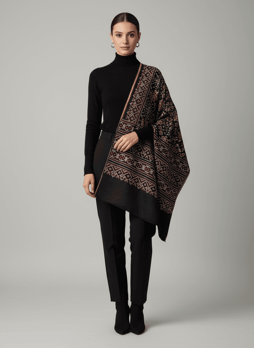 Mushroo Silk Handblock Ajrak Stole