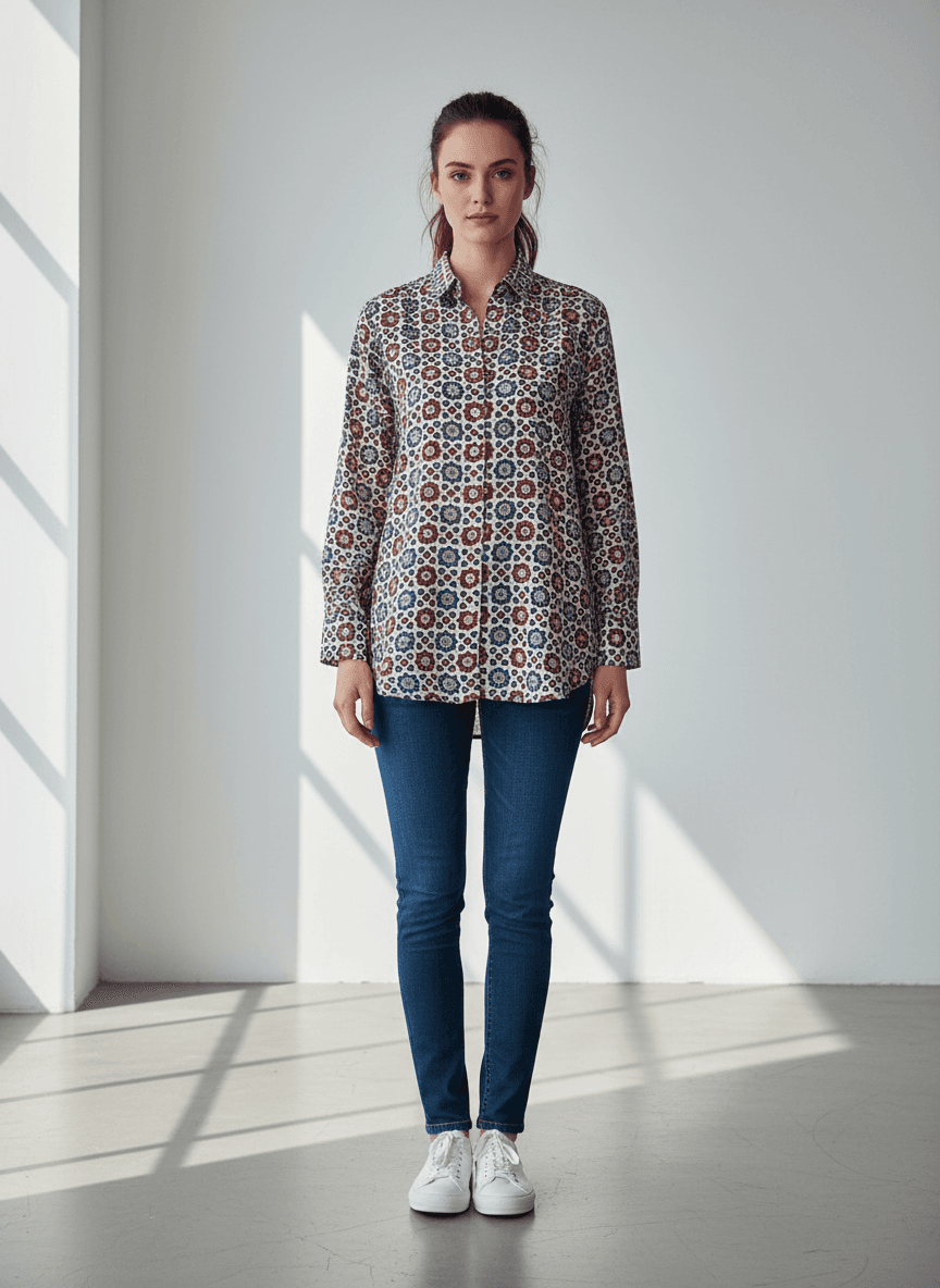 Modal Silk Ajrak Handblock Shirt